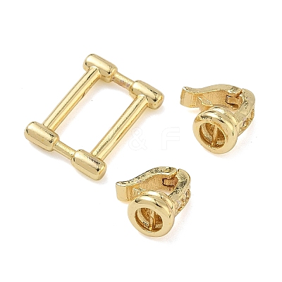 Rectangle Brass Micro Pave Clear Cubic Zirconia Fold Over Clasps KK-Z143-19G-1