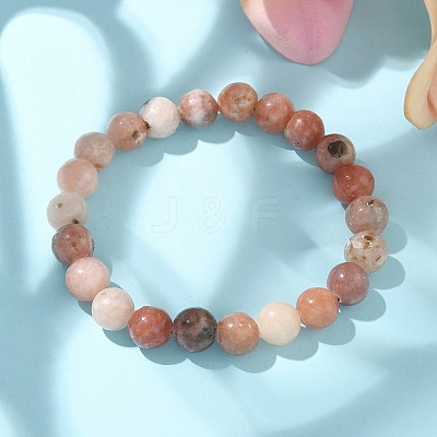 Natural Plum Blossom Jasper Beads Stretch Bracelets BJEW-F380-01-B08-1