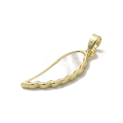 Brass Pave Shell Pendants KK-I708-14A-G-1