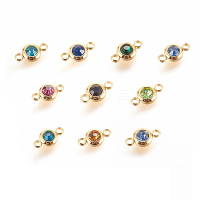 304 Stainless Steel Rhinestone Links X-STAS-P237-17G-M-1