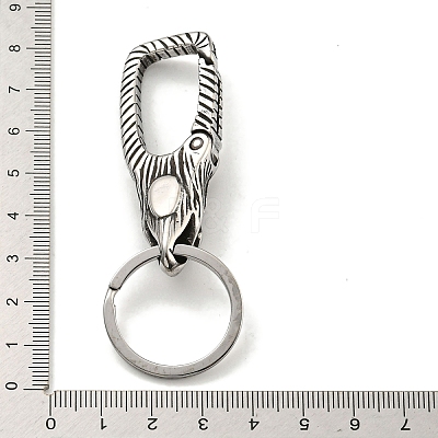 Tibetan Style 316 Surgical Stainless Steel Fittings with 304 Stainless Steel Key Ring FIND-Q101-06AS-02-1