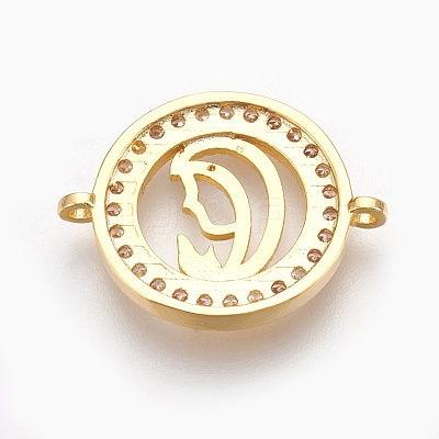 Brass Micro Pave Cubic Zirconia Links ZIRC-O026-15G-NR-1