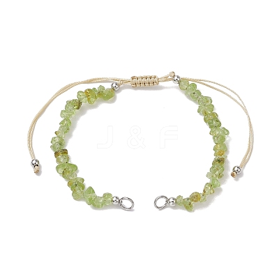 Natural Peridot Chip Nylon Braided Beaded Bracelet Making AJEW-JB01296-02-1