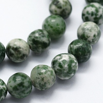 Natural Green Spot Jasper Beads Strands G-I199-30-10mm-1