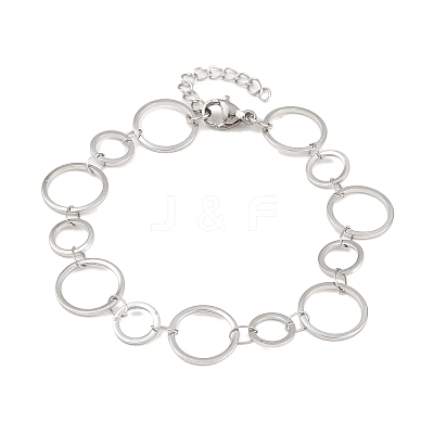 304 Stainless Steel Link Chain Bracelets for Women BJEW-P373-03B-P-1