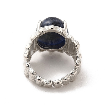 Natural Sodalite Oval Open Cuff Ring RJEW-P082-03P-15-1