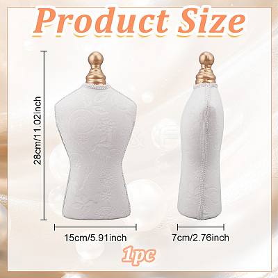 Bust Shaped Floral Velveteen Necklace Display Stands ODIS-WH0099-190-1