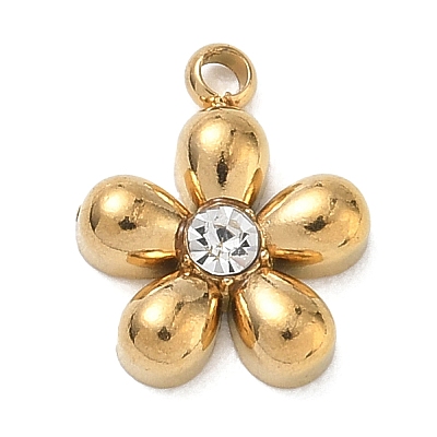 Valentine's Day 304 Stainless Steel Clear Cubic Zirconia Charms STAS-I369-05G-1