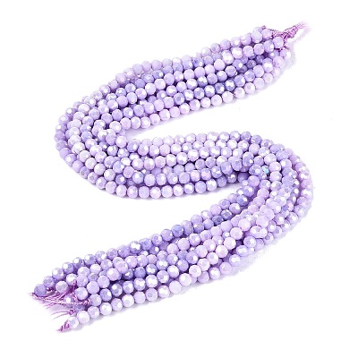 Anti-Tarnish Electroplate Glass Beads Strands EGLA-ZX010-6mm-08-1