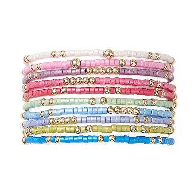10Pcs Glass Seed Beaded Stretch Bracelets Sets for Women BJEW-MZ00295-1