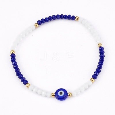 Faceted Glass Beaded Stretch Bracelets BJEW-JB05984-1
