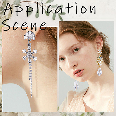 12Pcs 2 Color Brass Pave Clear Cubic Zirconia Flower Stud Earring Findings DIY-CN0002-80-1