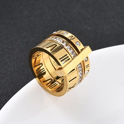 304 Stainless Steel Cubic Zirconia Finger Rings for Women Men RJEW-F189-06G-1