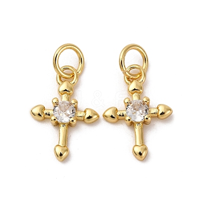Brass Micro Pave Cubic Zirconia Pendants KK-P308-27G-1