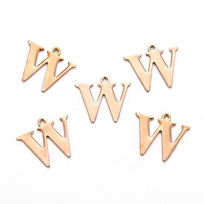 Ion Plating(IP) 304 Stainless Steel Alphabet Charms STAS-H122-W-RG-1