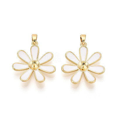 Brass with Enamel Cup Pearl Peg Bails Pin Pendants LS-KK-T079-30G-1