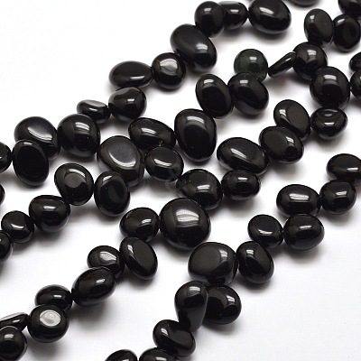 Natural Obsidian Nuggets Bead Strands G-M204-56-1