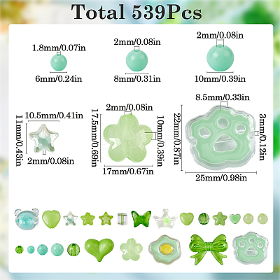 Opaque Transparent Acrylic Beads Kits MACR-SP0001-48A-1