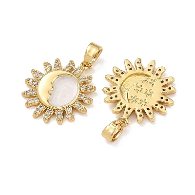 Brass Micro Pave Clear Cubic Zirconia Pendants CU-T001-09G-A-1