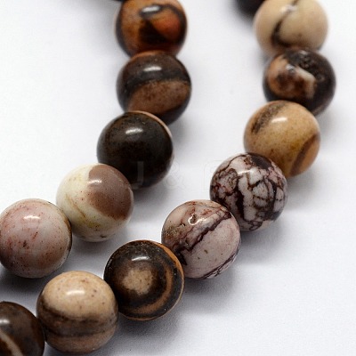 Natural Zebra Jasper Beads Strands X-G-I199-10-6mm-1