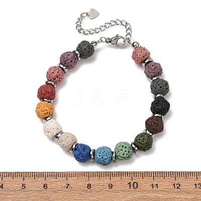 Chakra Dyed Round Natural Lava Rock Beaded Bracelets GG-CBA922D-03-1