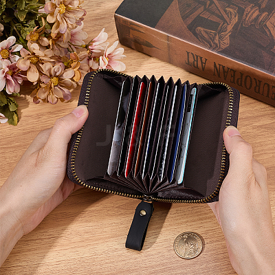 Rectangle Leather Credit Card Wallets for Women Men AJEW-WH20001-31C-1