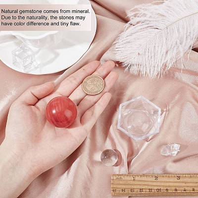 2Pcs 2 Style Natural Quartz Crystal Ball DJEW-CP0001-08-1