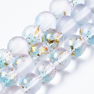 Frosted Spray Painted Glass Beads Strands X-GLAA-N035-03C-C07-1