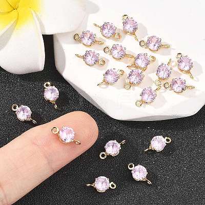 SHEGRACE Brass Pave Cubic Zirconia Flat Round Connector Charms XGRQ2O042-435B-G-1