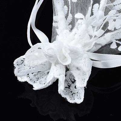 Polyester Lace & Slub Yarn Drawstring Gift Bags OP-Q053-008-1