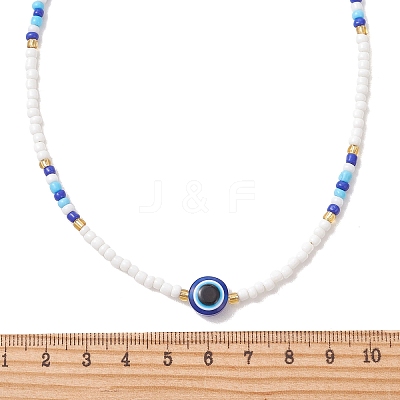 Resin Evil Eye & Glass Seed Beaded Necklaces for Women NJEW-MZ00152-02-1