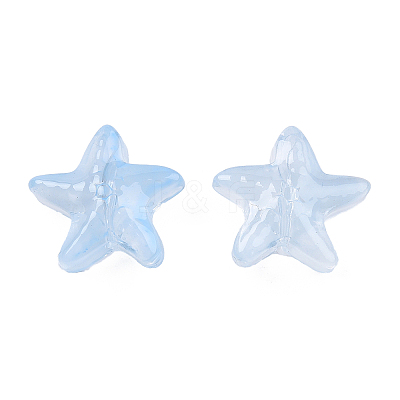 Transparent Spray Painted Glass Beads X-GLAA-N035-027-C02-1