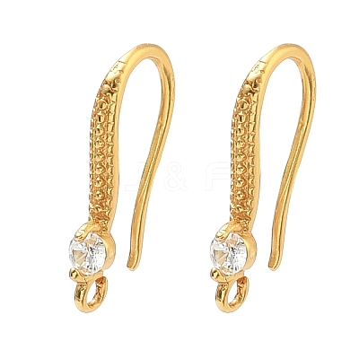 Brass Clear Cubic Zirconia Earring Hooks KK-H532-23G-1