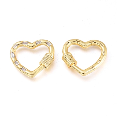 Brass Micro Pave Cubic Zirconia Screw Carabiner Lock Charms KK-M206-11G-01-1