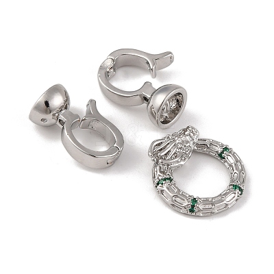 Brass Micro Pave Cubic Zirconia Fold Over Clasps KK-C076-02P-1
