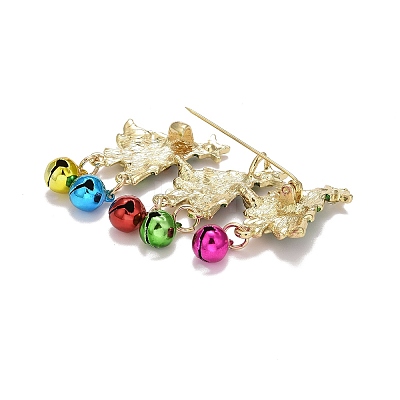 Christmas Tree with Bell Enamel Pin with Rhinestone LS-JEWB-A004-27G-1