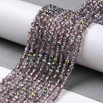 Transparent Electroplate Glass Beads Strands GLAA-H021-01B-HP02-1