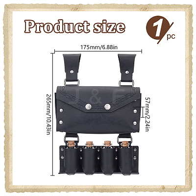 PU Imitation Leather Waist Belt Bag with 4 Cork Glass Bottles AJEW-WH0678-31A-1