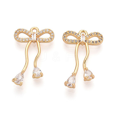 Brass Micro Pave Clear Cubic Zirconia Pendants KK-T078-08G-02-1