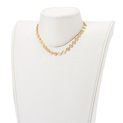 Brass Flat Round Link Chain Necklaces NJEW-JN03361-1