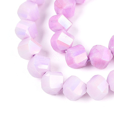 Anti-Tarnish Electroplate Glass Beads Strands GLAA-T025-8mm-14G-1