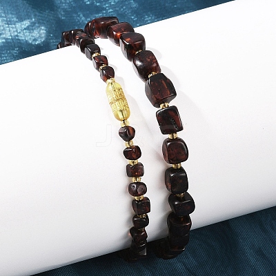 Natural Amber Beaded Necklaces NJEW-L466-02-1