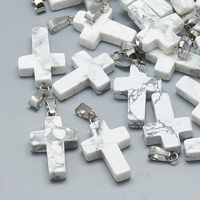 Natural Howlite Pendants G-T080-16-1