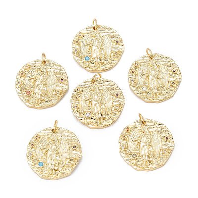 Brass Micro Pave Cubic Zirconia Pendants ZIRC-J040-45G-1