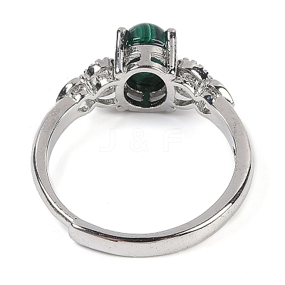 Oval Natural Natural Malachite Adjustable Rings RJEW-Q819-01P-08-1
