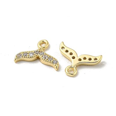 Brass Micro Pave Clear Cubic Zirconia Charms KK-H460-36G-1
