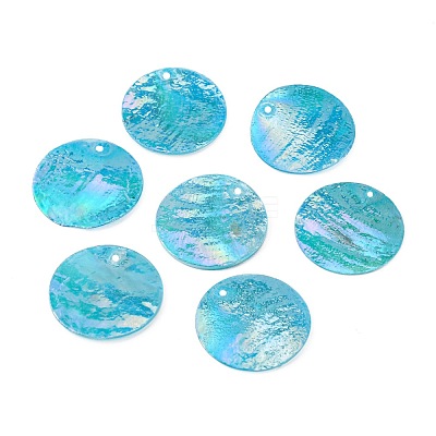 AB Color Plated Capiz Shell Pendants SSHEL-T008-01B-1
