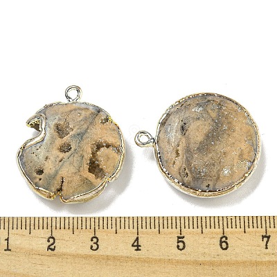Electroplated Natural Druzy Agate Pendants G-A229-01A-1