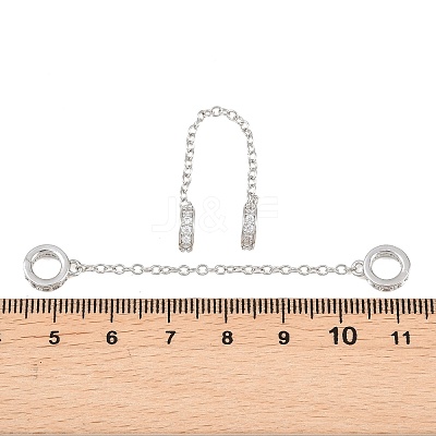 Brass Micro Pave Clear Cubic Zirconia Safety Chains KK-H257-01P-1