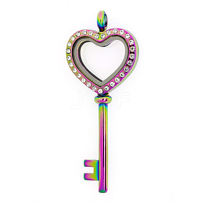 Alloy Rhinestone Magnetic Locket Pendants STAS-TAC0005-02-1